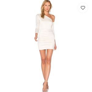 DREAM Celine Silk BodyCon Mini Dress In Ivory